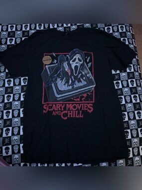 Scary Movies and Chill Ghostface Scream Horror Movie Black Graphic T-Shirt